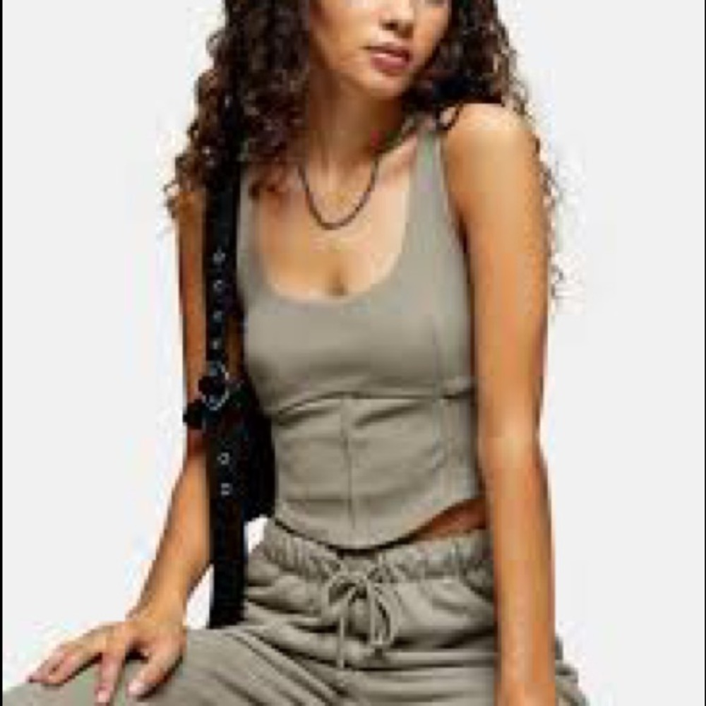 NEW Topshop Olive Corset Top